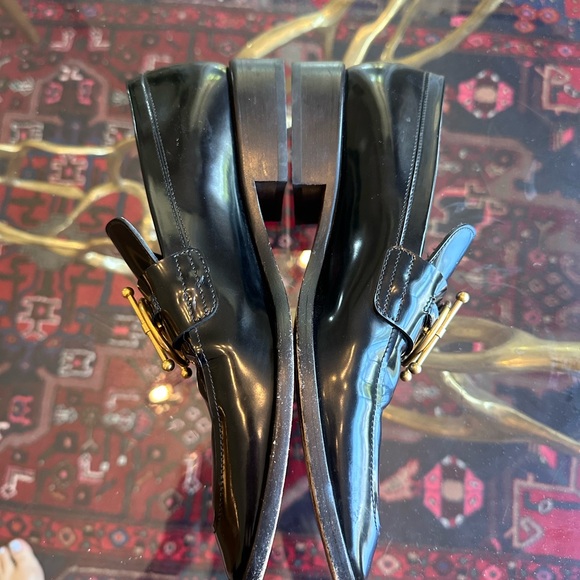 Authentic Dior Direction Black Leather and Gold Loafers - Picture 3 of 6